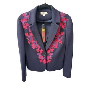 NWT Tory Burch Embroidered Navy Jacket